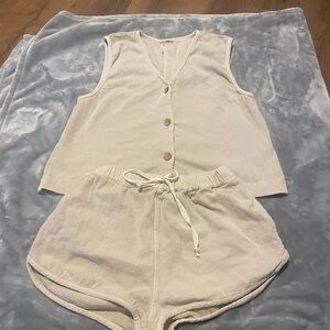 FP Movement by Free People Ivory So Fresh vest Set Sleeveless set